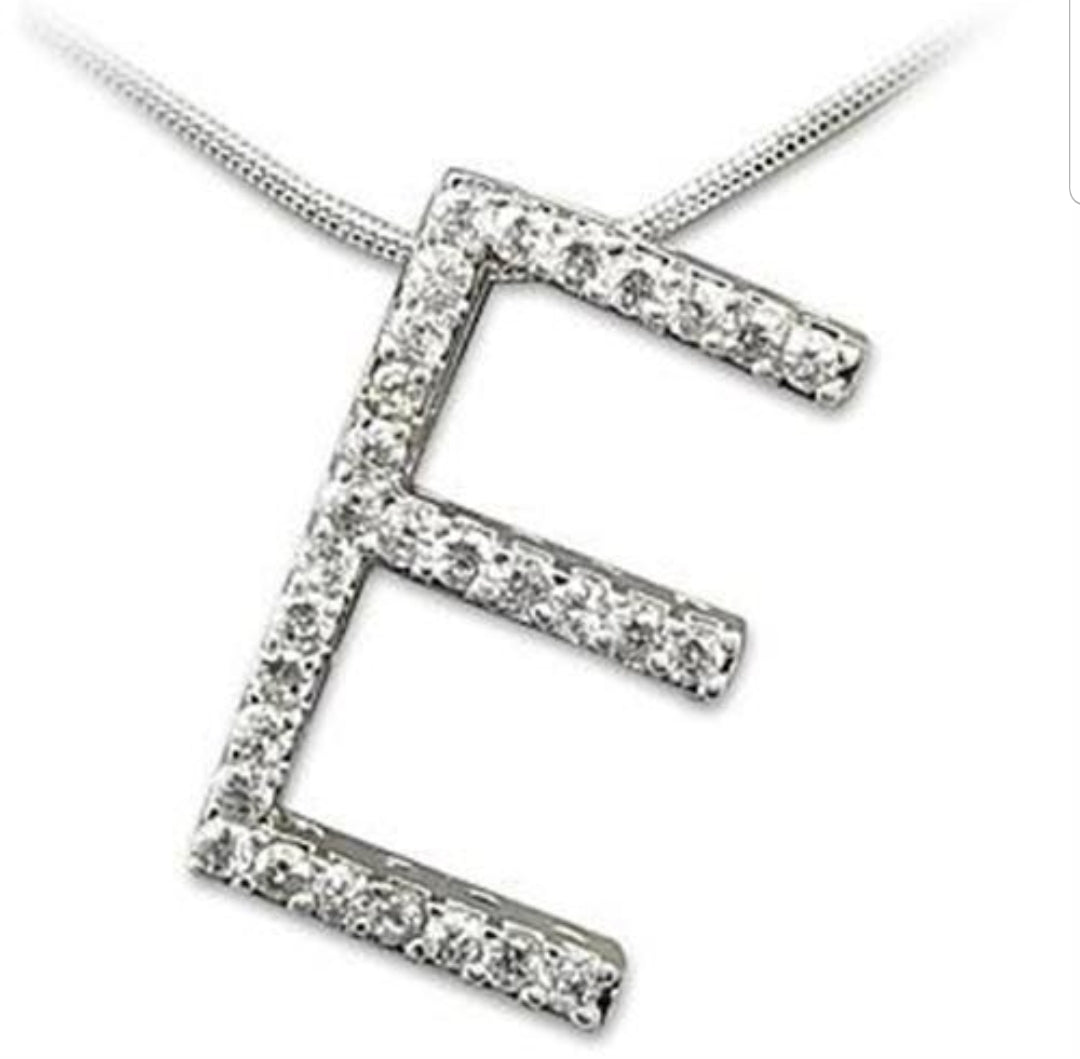 Large initials Pendant necklace Zirconite Cubic Zirconia . 501P-1