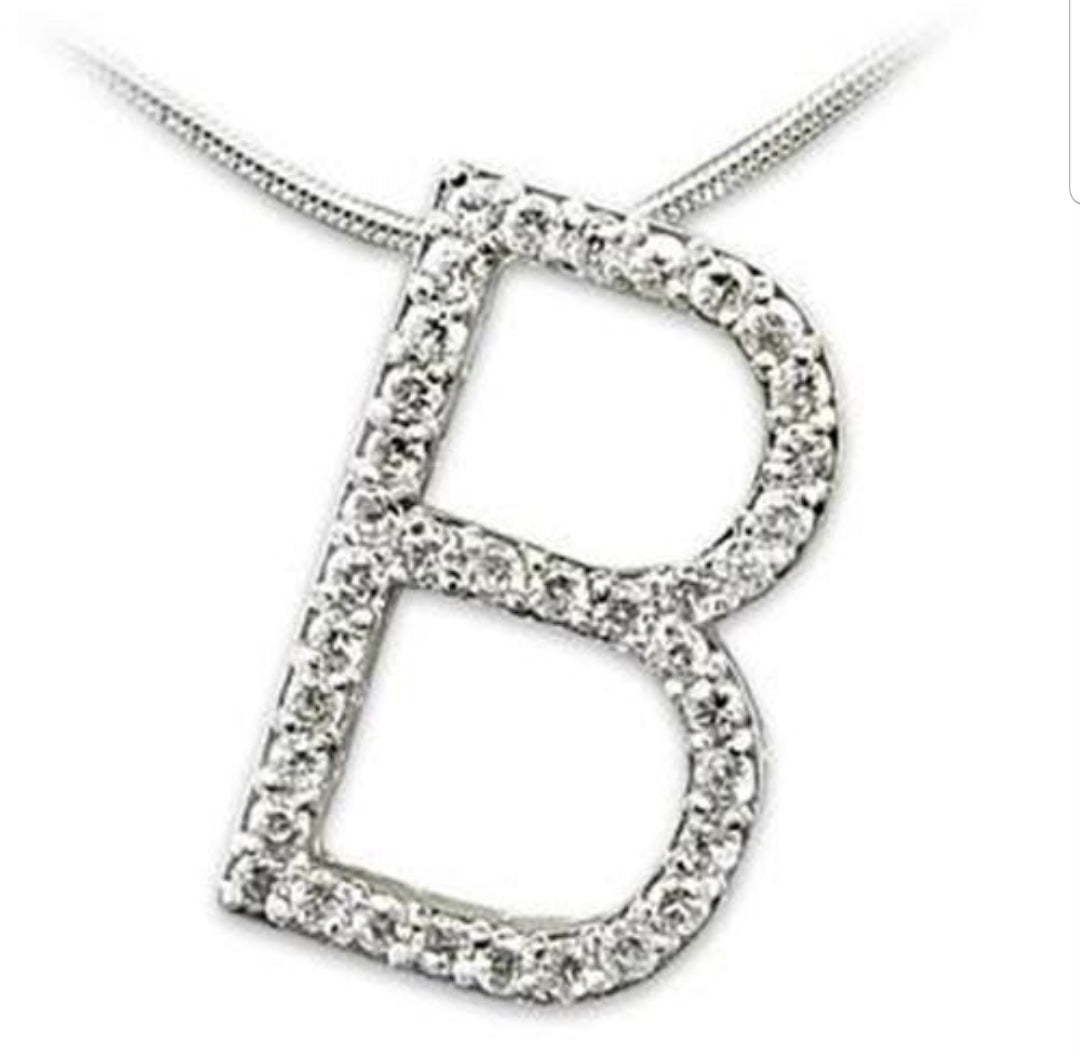Large initials Pendant necklace Zirconite Cubic Zirconia . 501P-0