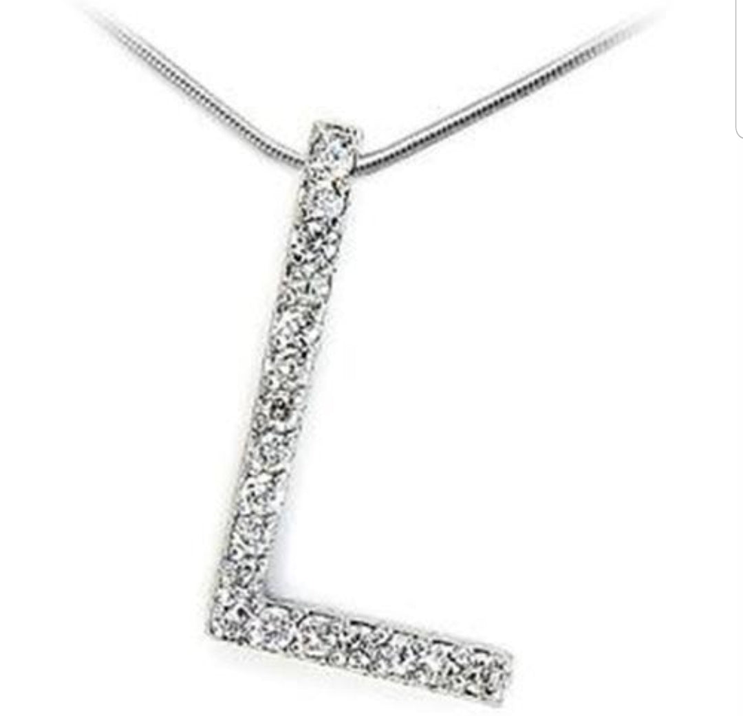 Large initials Pendant necklace Zirconite Cubic Zirconia . 501P-6