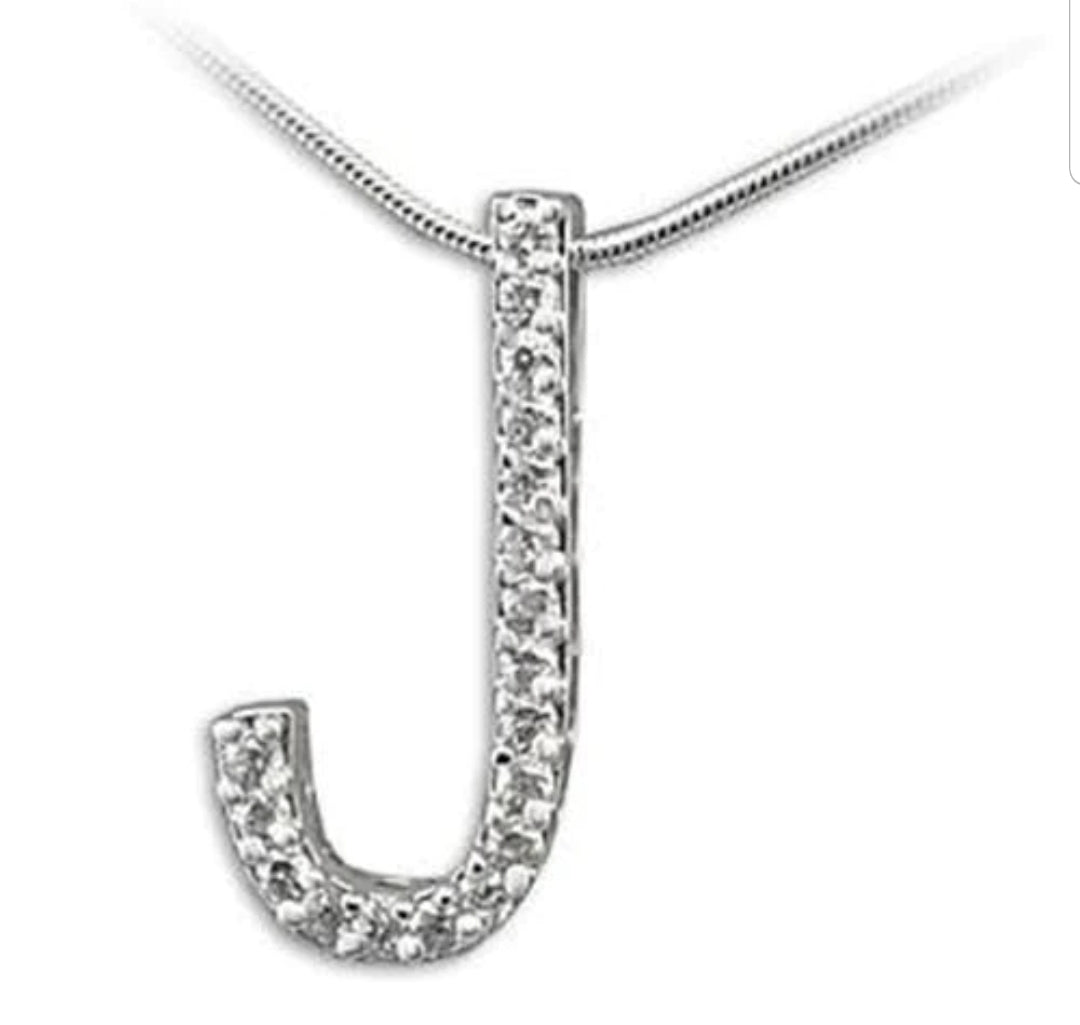 Large initials Pendant necklace Zirconite Cubic Zirconia . 501P-5