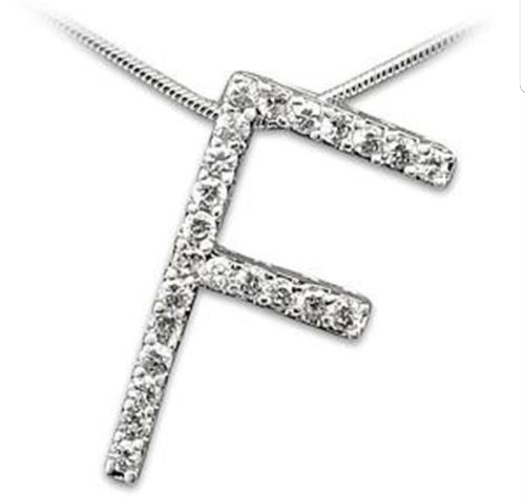 Large initials Pendant necklace Zirconite Cubic Zirconia . 501P-2