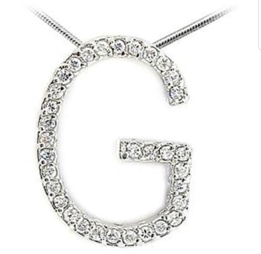 Large initials Pendant necklace Zirconite Cubic Zirconia . 501P-3