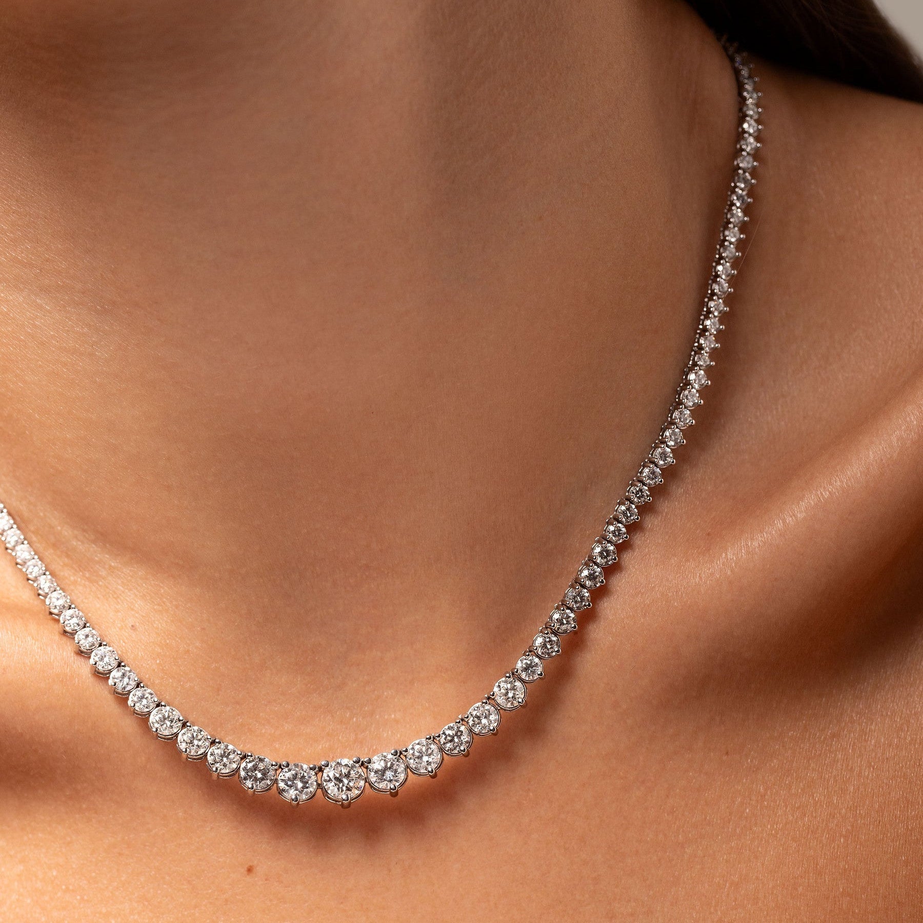 15 CTW Lab Created Moissanite Tennis Necklace - G-H Color, SI Clarity-1