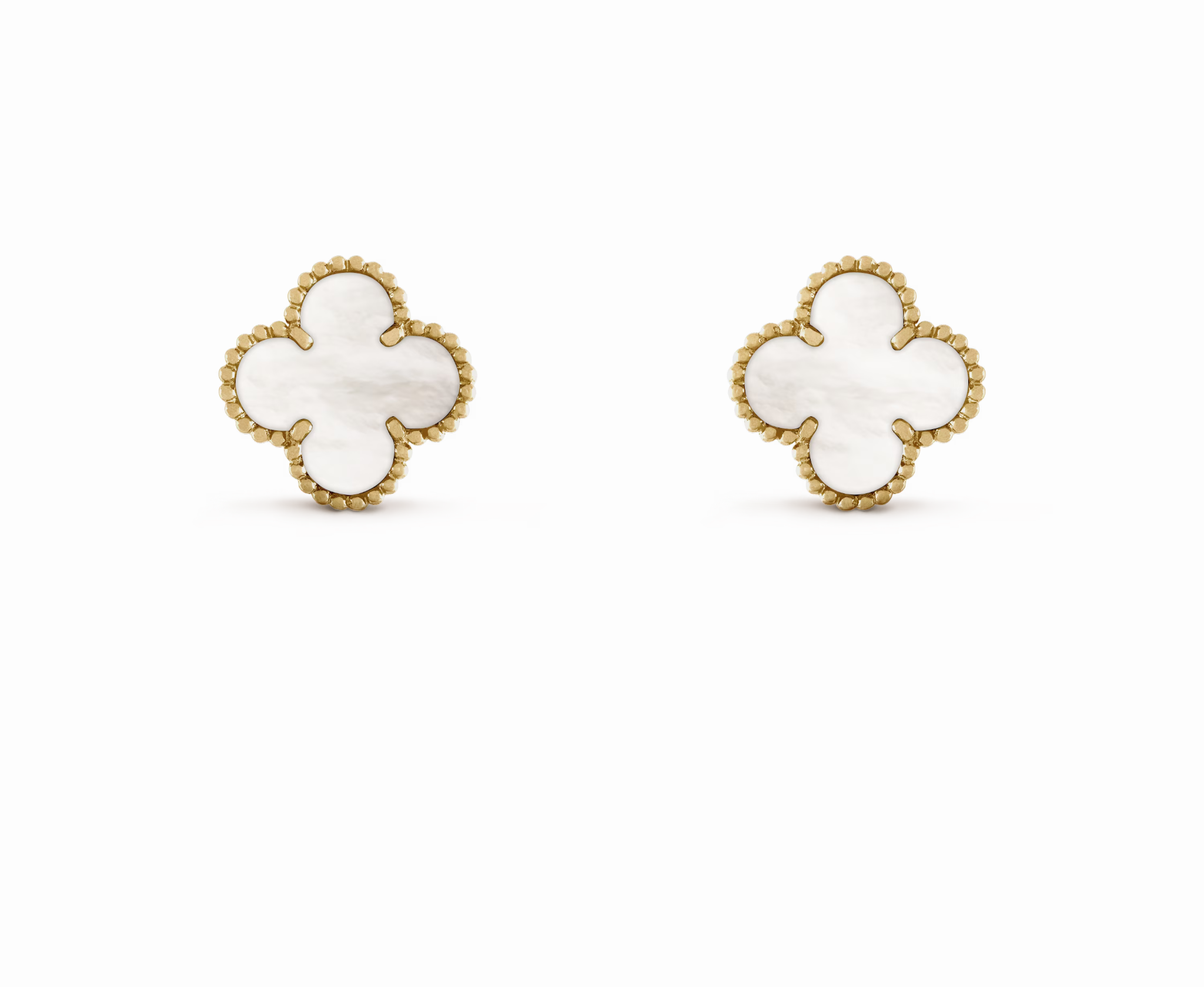 Sweet Alhambra Stud Earrings 18K Yellow Gold and Mother of Pearl