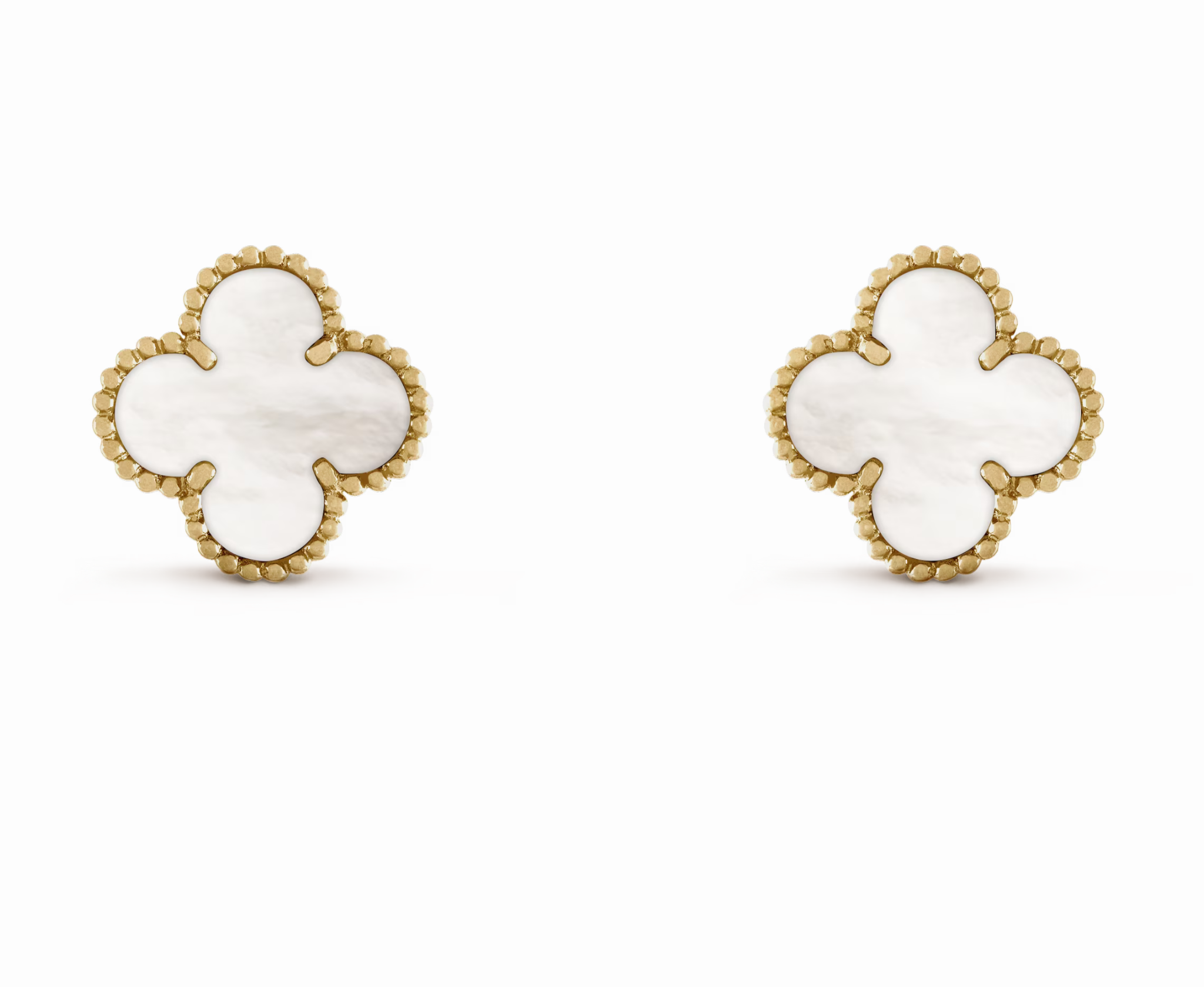 Sweet Alhambra Stud Earrings 18K Yellow Gold and Mother of Pearl