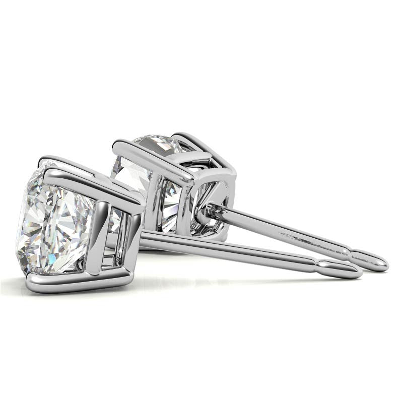 4.00 CTW Lab Created Moissanite Cushion Cut Stud Earrings in Sterling Silver - 8mm Stones-2