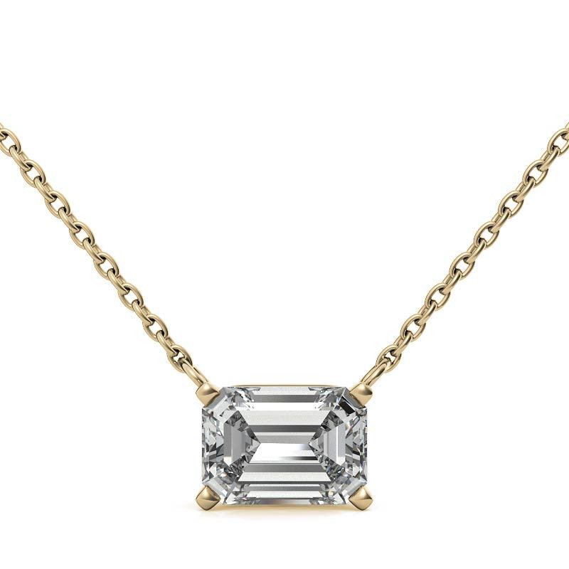 2.00 CTW AGI Certified Lab-Grown Emerald-Cut Diamond Solitaire Pendant in Choice Of 14K White or Yellow Gold-5