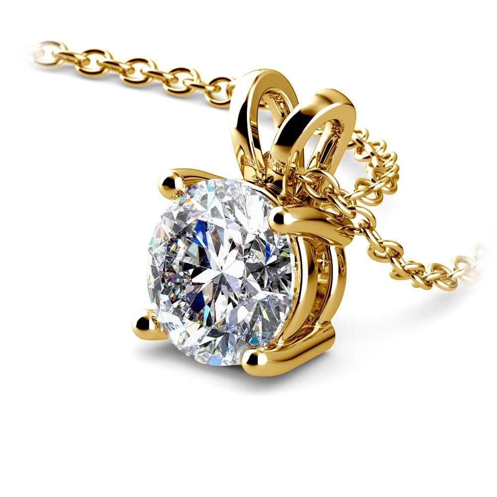 AGI Certified 2.00 CTW Prong Set Round Lab Grown Solitaire Diamond Pendant (G-VS) in 14K White or Yellow Gold-1