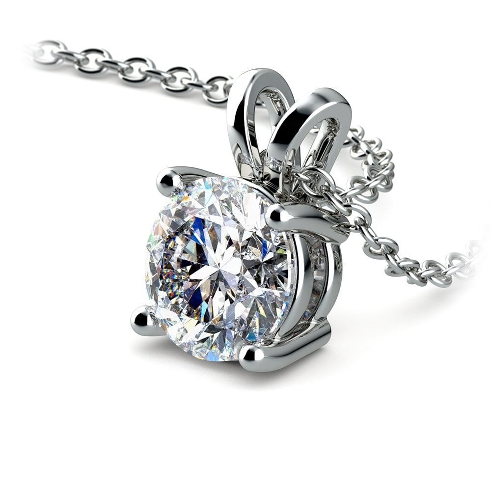 AGI Certified 2.00 CTW Prong Set Round Lab Grown Solitaire Diamond Pendant (G-VS) in 14K White or Yellow Gold-0