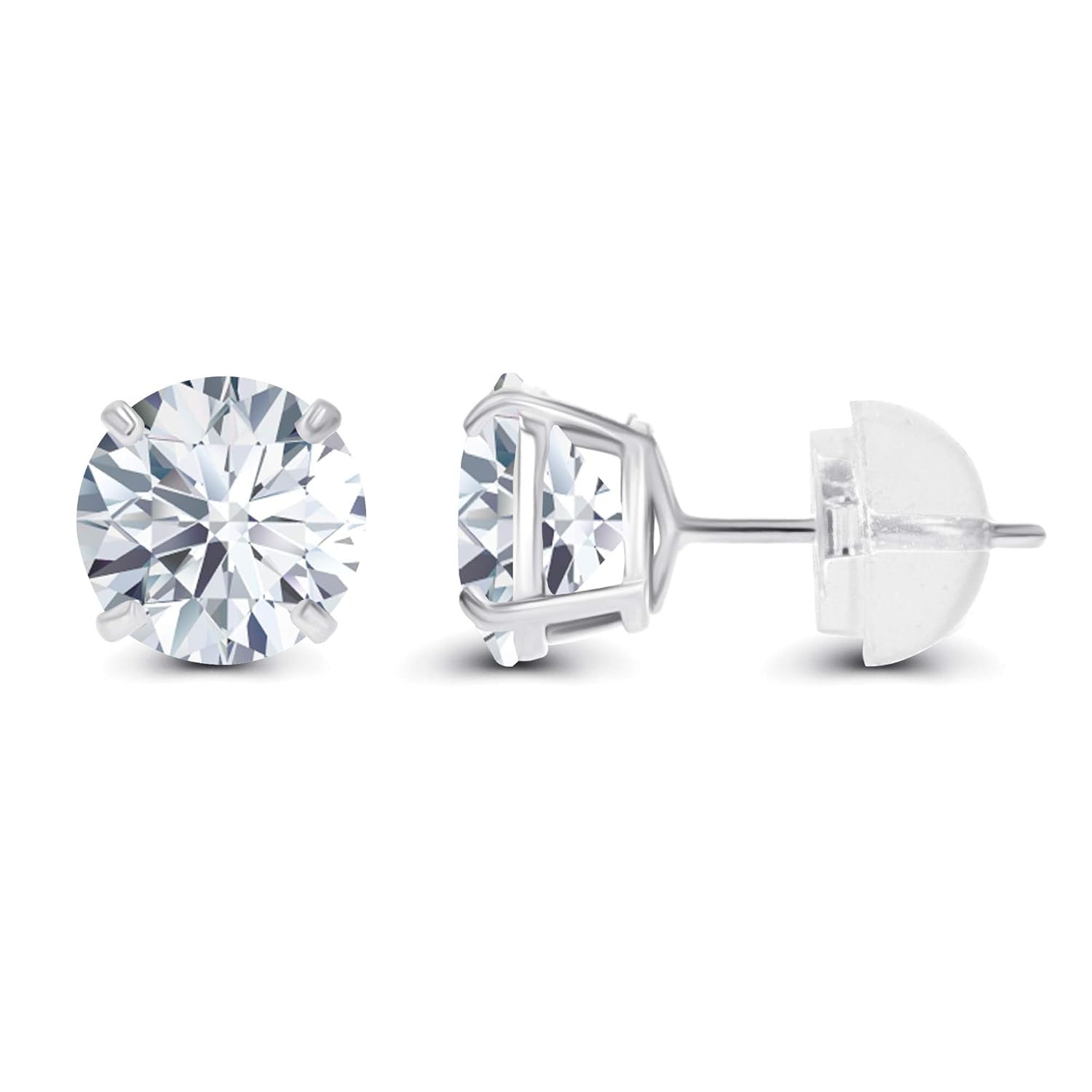 2.00 CTW AGI Certified Lab-Grown Diamond Stud Earrings in 14K White Gold - G Color, VS Clarity-1