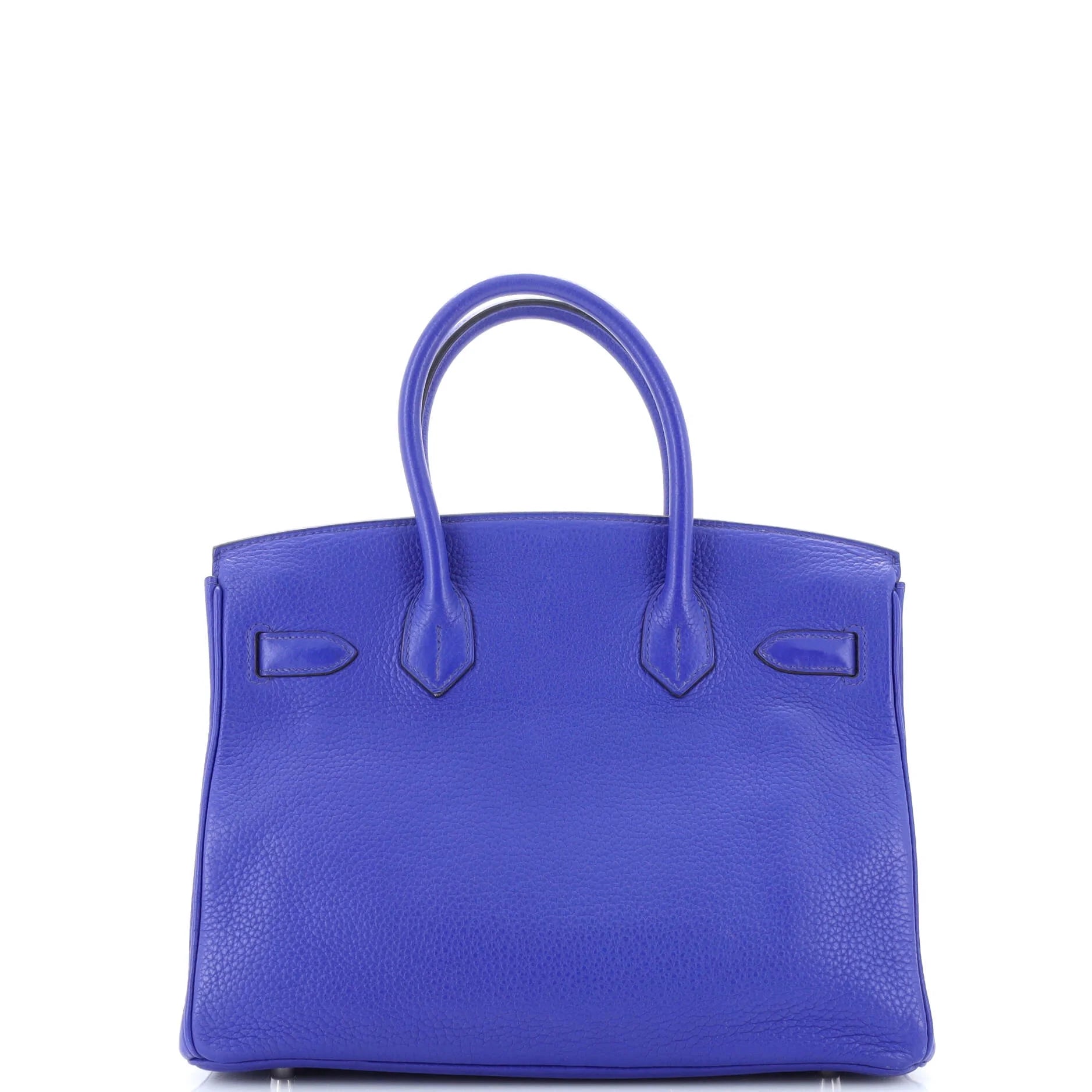 Pre-Owned Birkin Handbag Bleu Electrique Clemence with Palladium Hardware 30