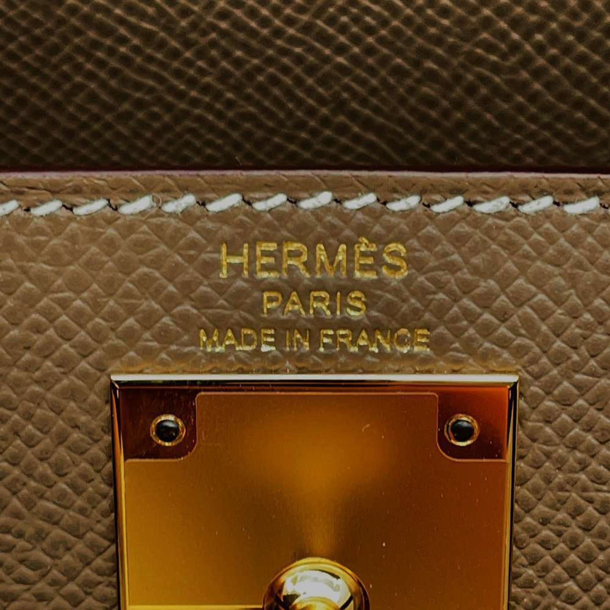 Pre-Owned Hermes handbag Kelly 28, outer stitching, Etoupe, Epson, Y stamp, HERMES...