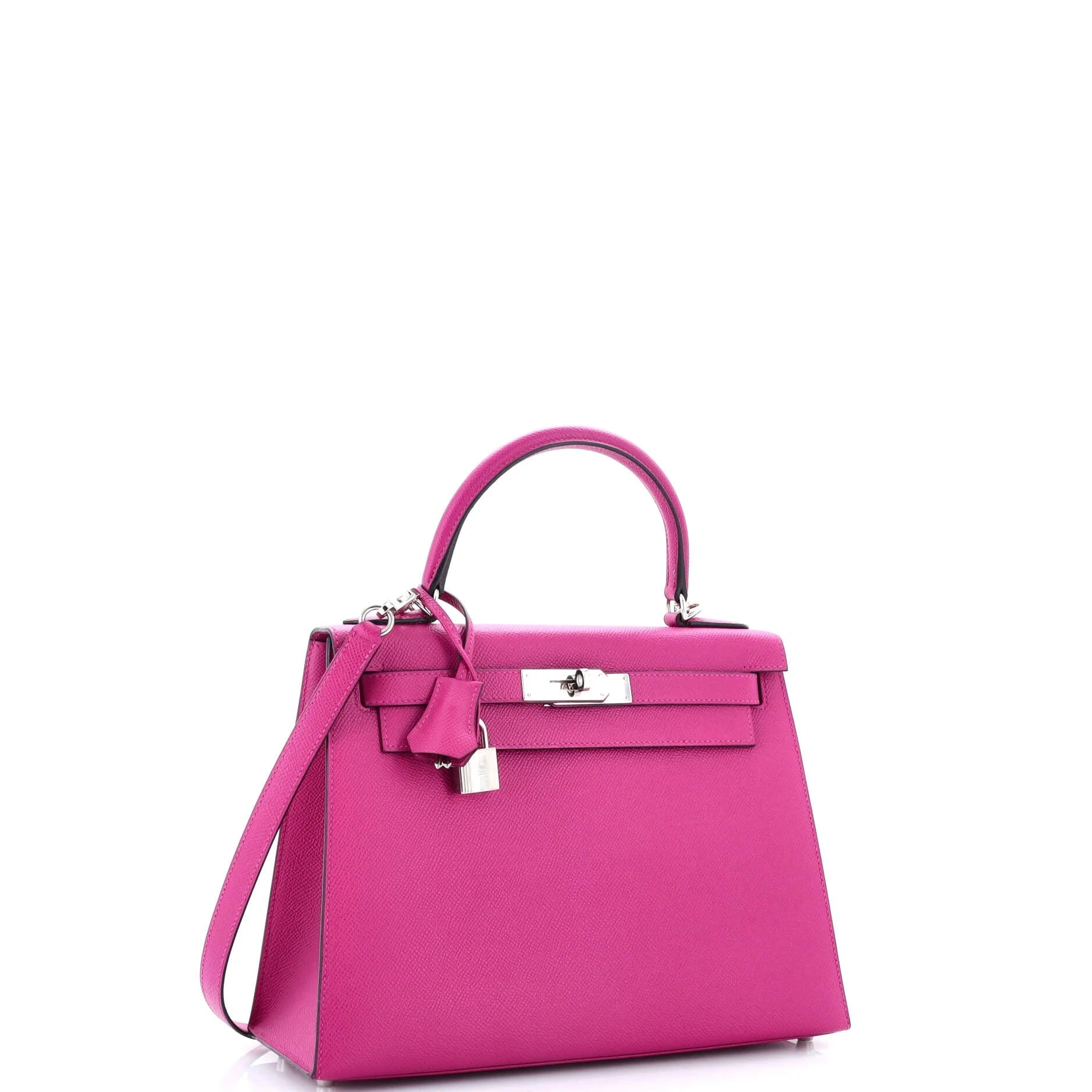 Pre-Owned Kelly Handbag Rose Pourpre Epsom with Palladium Hardware 28