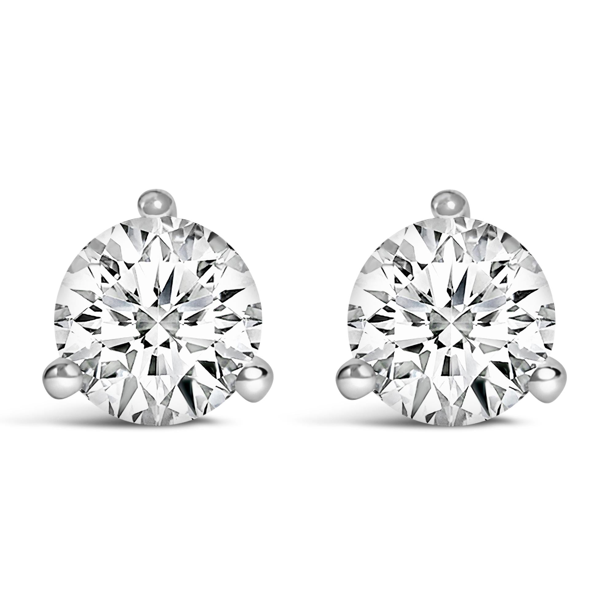 14K White Gold 3-Prong Martini Set Brilliant Round-Cut Solitaire Lab Grown Diamond Screwback Stud Earrings (F-G Color, VS1-VS2 Clarity)-4