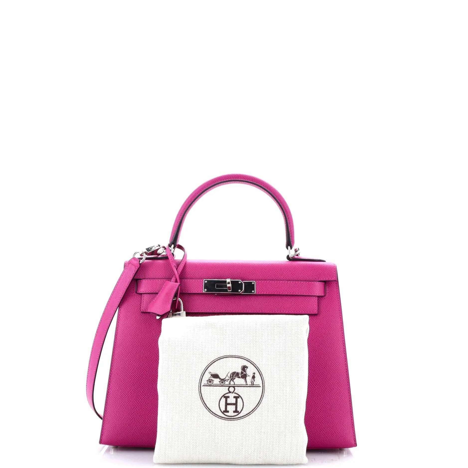 Pre-Owned Kelly Handbag Rose Pourpre Epsom with Palladium Hardware 28