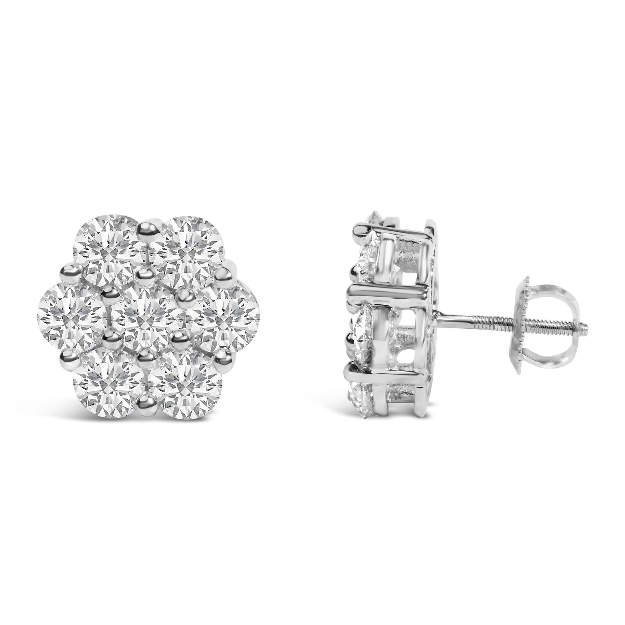 14K White Gold 4 cttw Diamond Flower Earring (H-I Clarity, SI2-I1 Color)-2