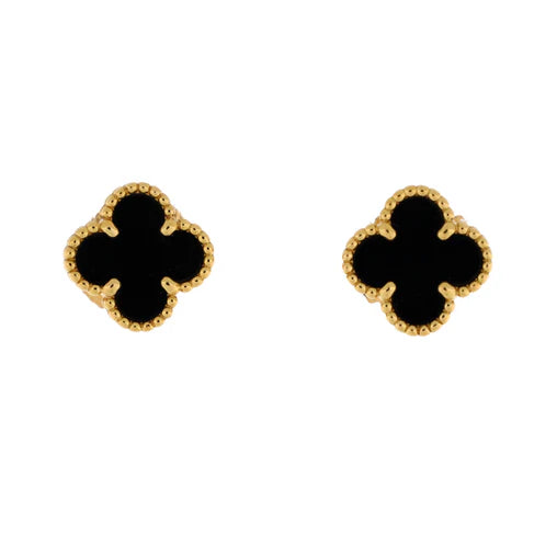 Van Cleef & Arpels Vintage Alhambra Earrings 18K Yellow Gold and Onyx