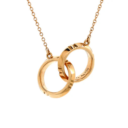Tiffany & Co. Atlas X Closed Interlocking Pendant Necklace 18K Rose Gold