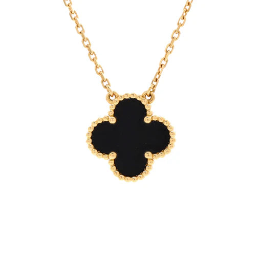 Product Thumbnail 1Product Thumbnail 2Product Thumbnail 3 These are professional pictures of the actual item offered by Rebag Van Cleef & Arpels Vintage Alhambra Pendant Necklace 18K Yellow Gold and Onyx