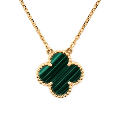 Van Cleef & Arpels Vintage Alhambra Pendant Necklace 18K Yellow Gold and Malachite