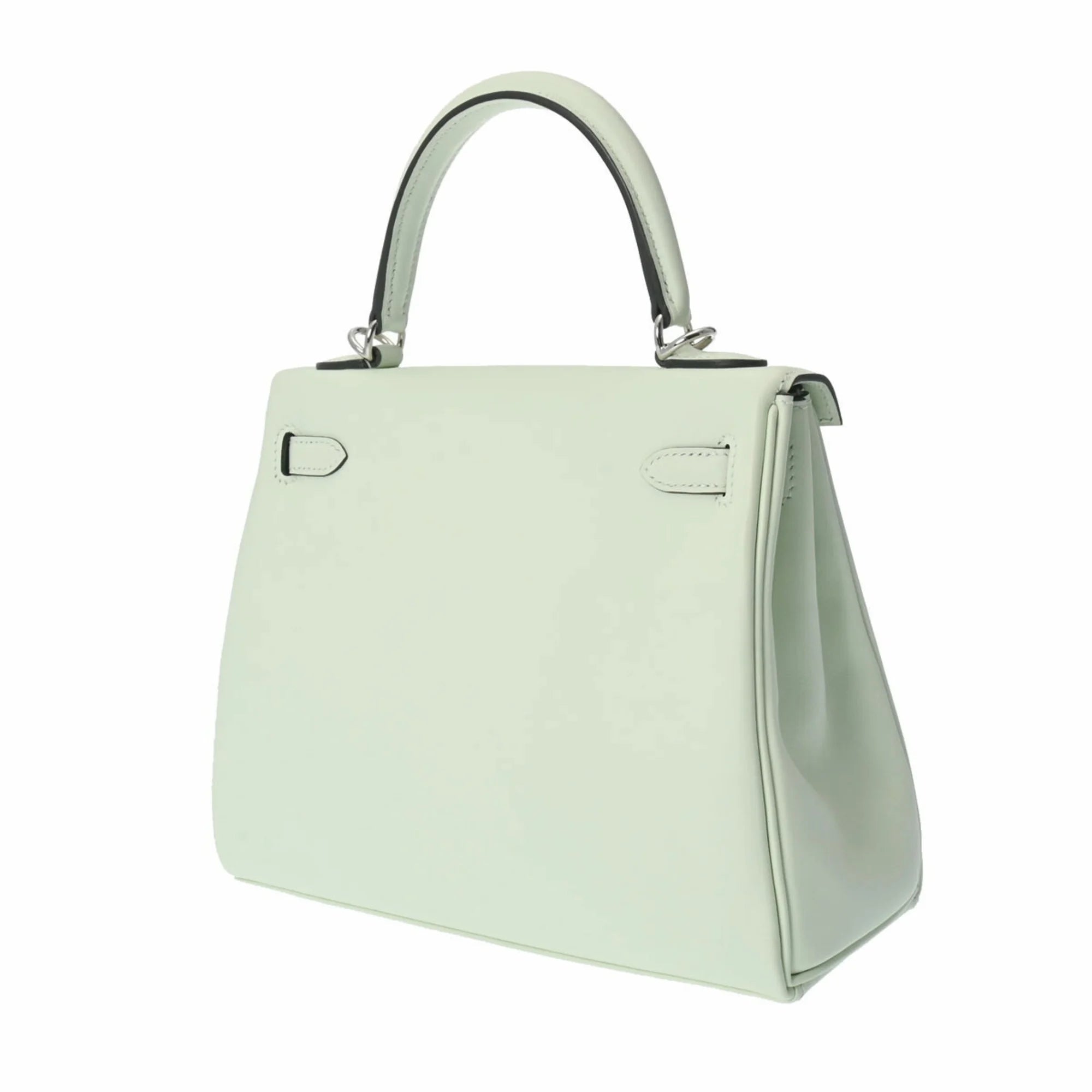 Pre-Owned HERMES Kelly 25 Inner Stitching Vert Fizz Palladium Hardware - U Stamp (Around 2022) Women's Swift Handbag (Good)