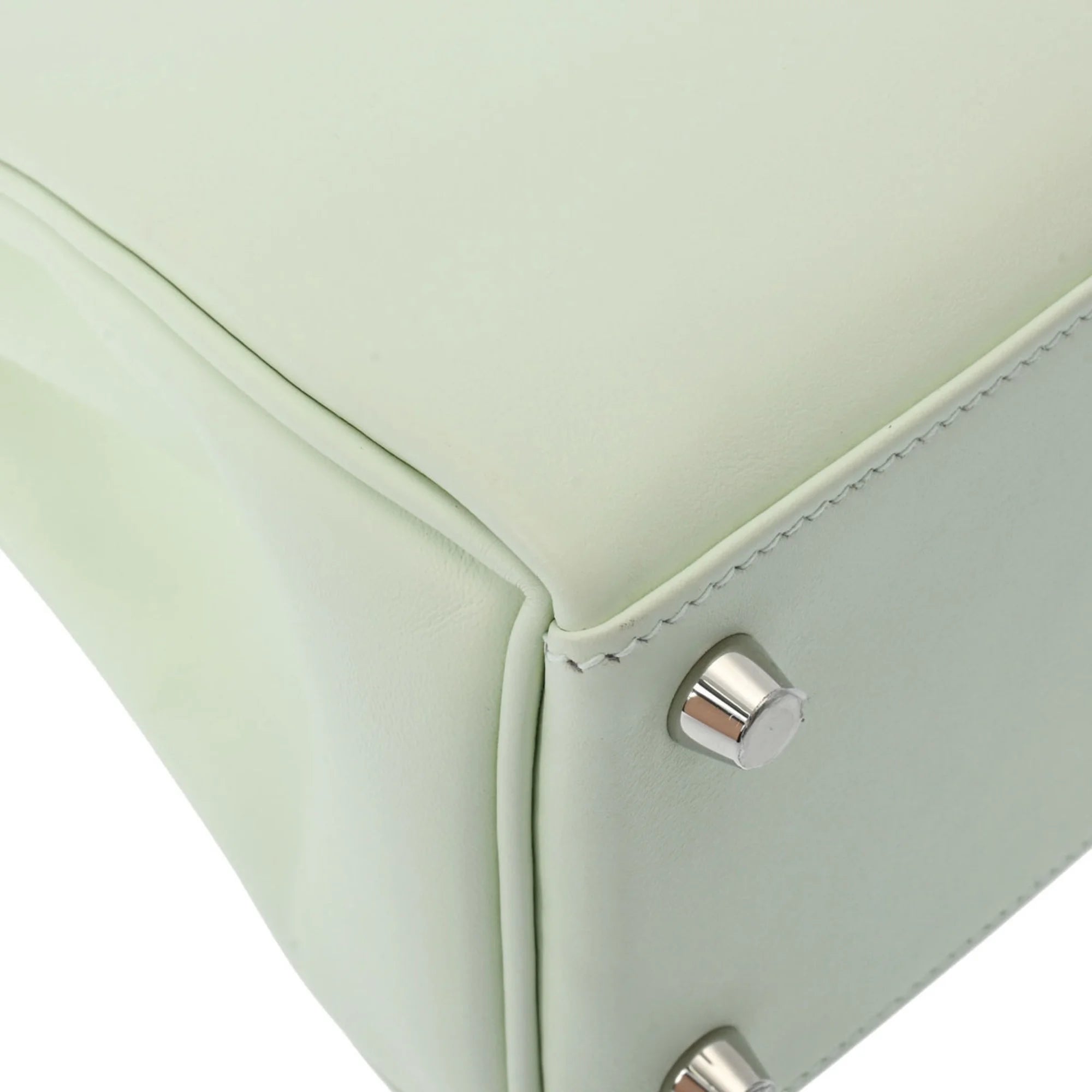 Pre-Owned HERMES Kelly 25 Inner Stitching Vert Fizz Palladium Hardware - U Stamp (Around 2022) Women's Swift Handbag (Good)