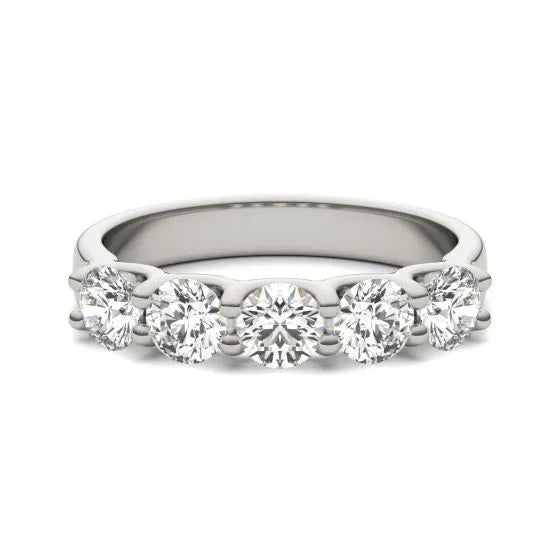 AGI Certified 1 1/4 CTW Round Lab Grown Diamond (G/VS) Five Stone Anniversary Band in 14K White Gold-2