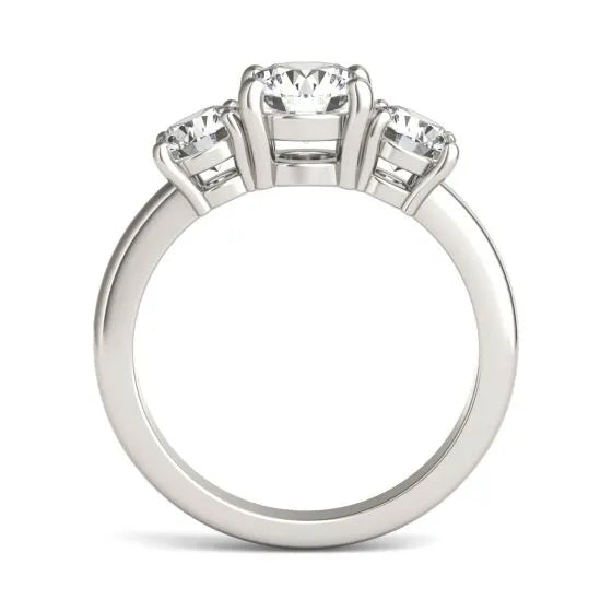 AGI Certified 2 CTW Classic Three-Stone Round Lab Grown Diamond (G-VS) Engagement Ring in 14K White Gold-2