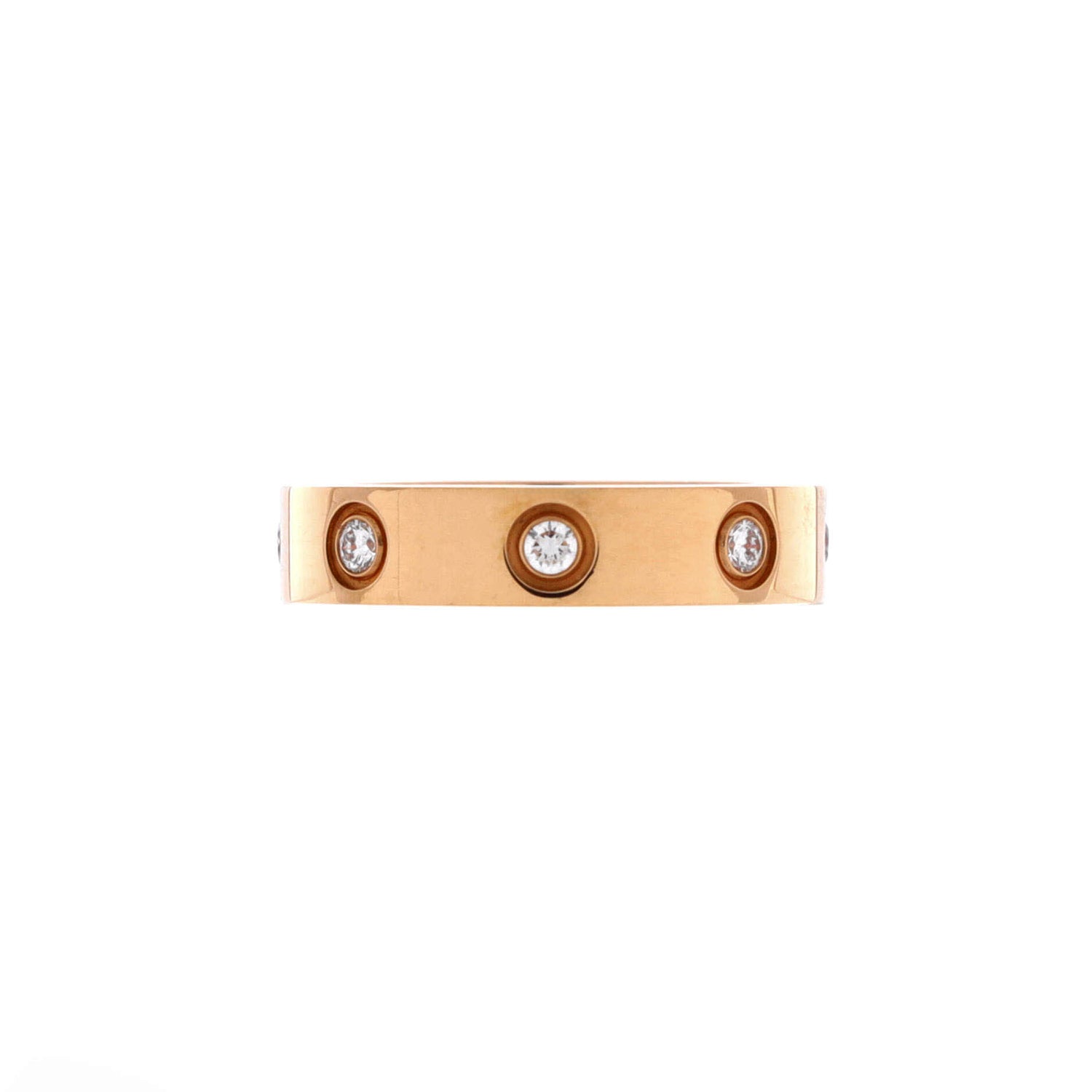 Love Wedding Band 8 Diamonds Ring 18K Rose Gold with Diamonds