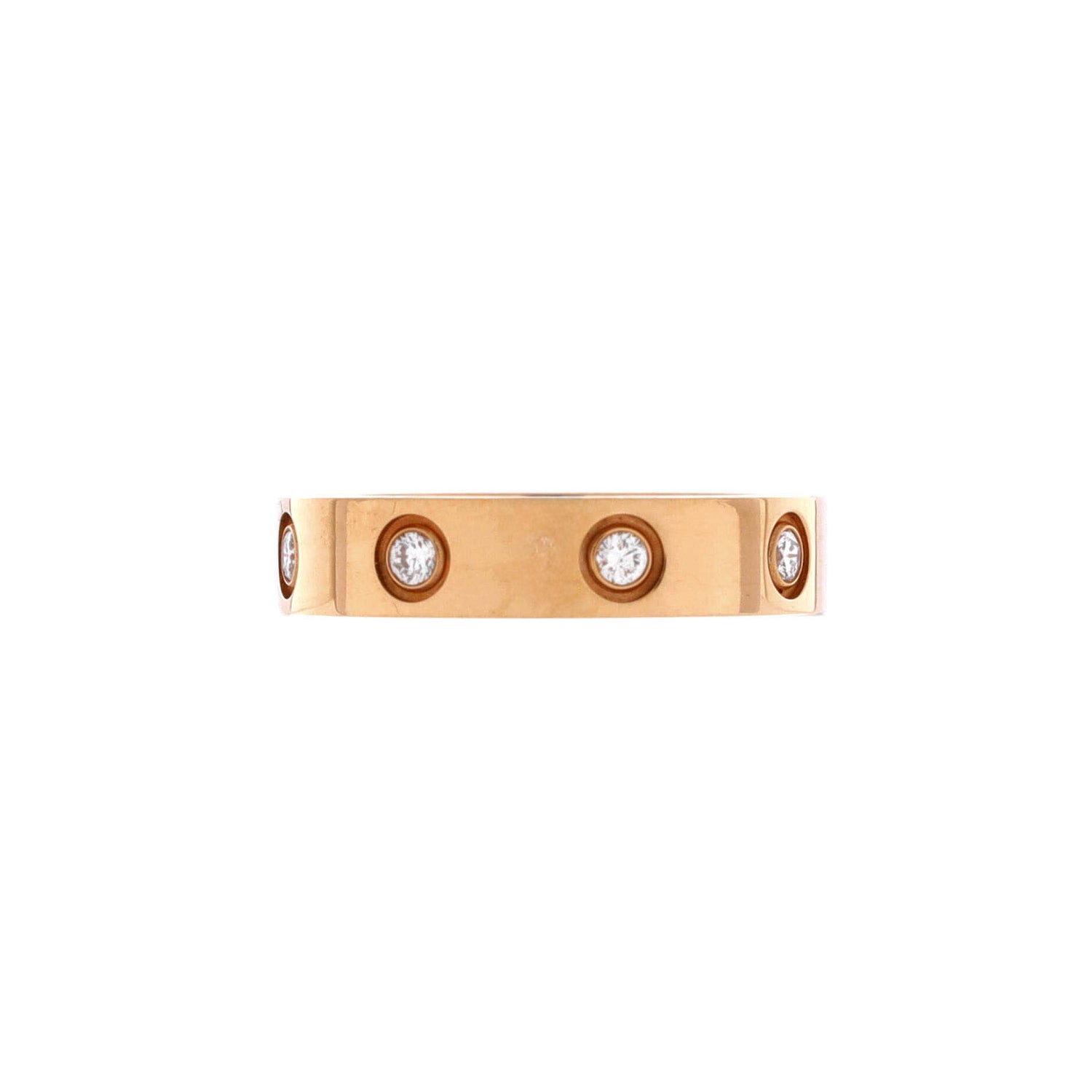 Love Wedding Band 8 Diamonds Ring 18K Rose Gold with Diamonds