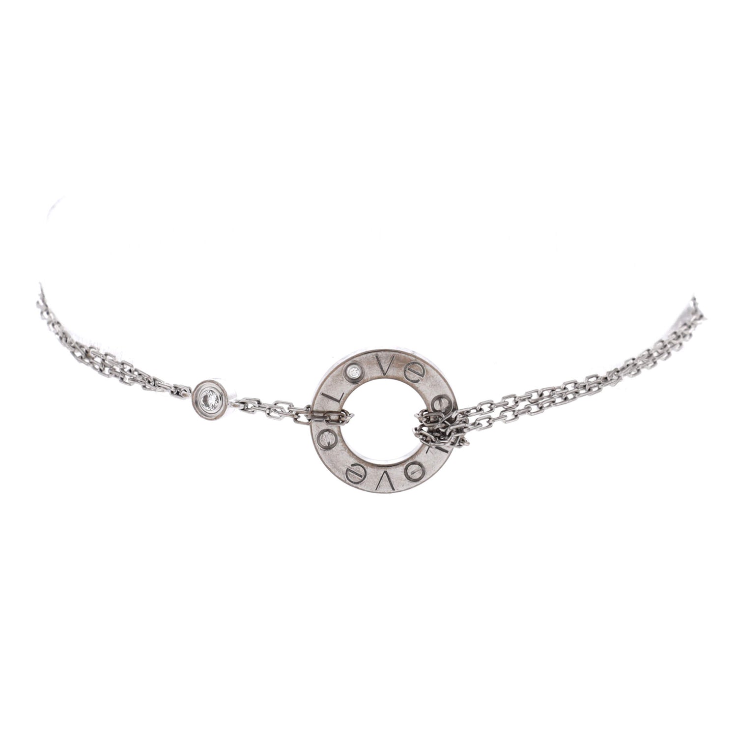 2 Diamonds Love Bracelet 18K White Gold with Diamonds