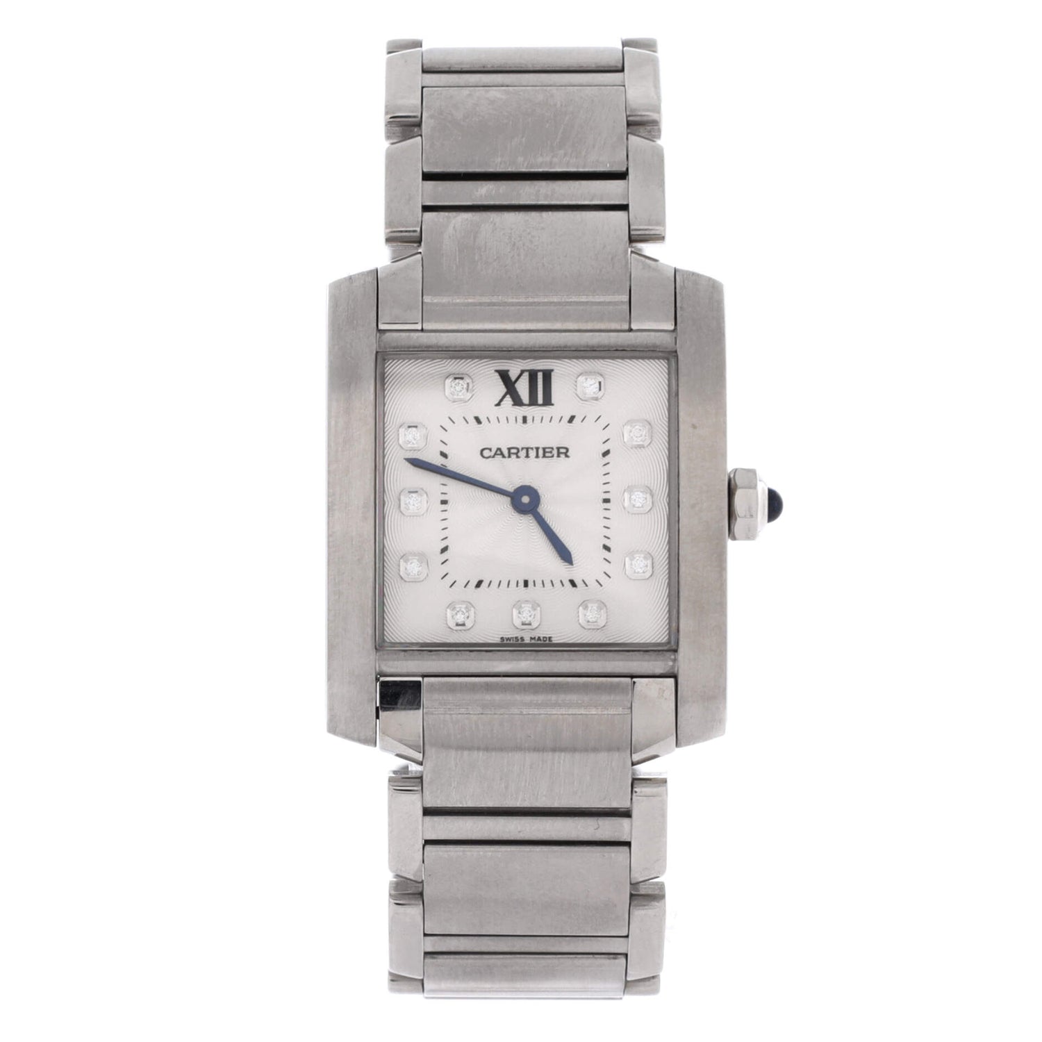 Tank Francaise Quartz Watch Stainless Steel with Diamond Markers 25