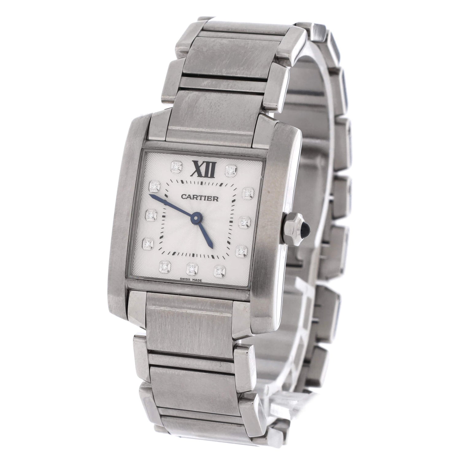 Tank Francaise Quartz Watch Stainless Steel with Diamond Markers 25