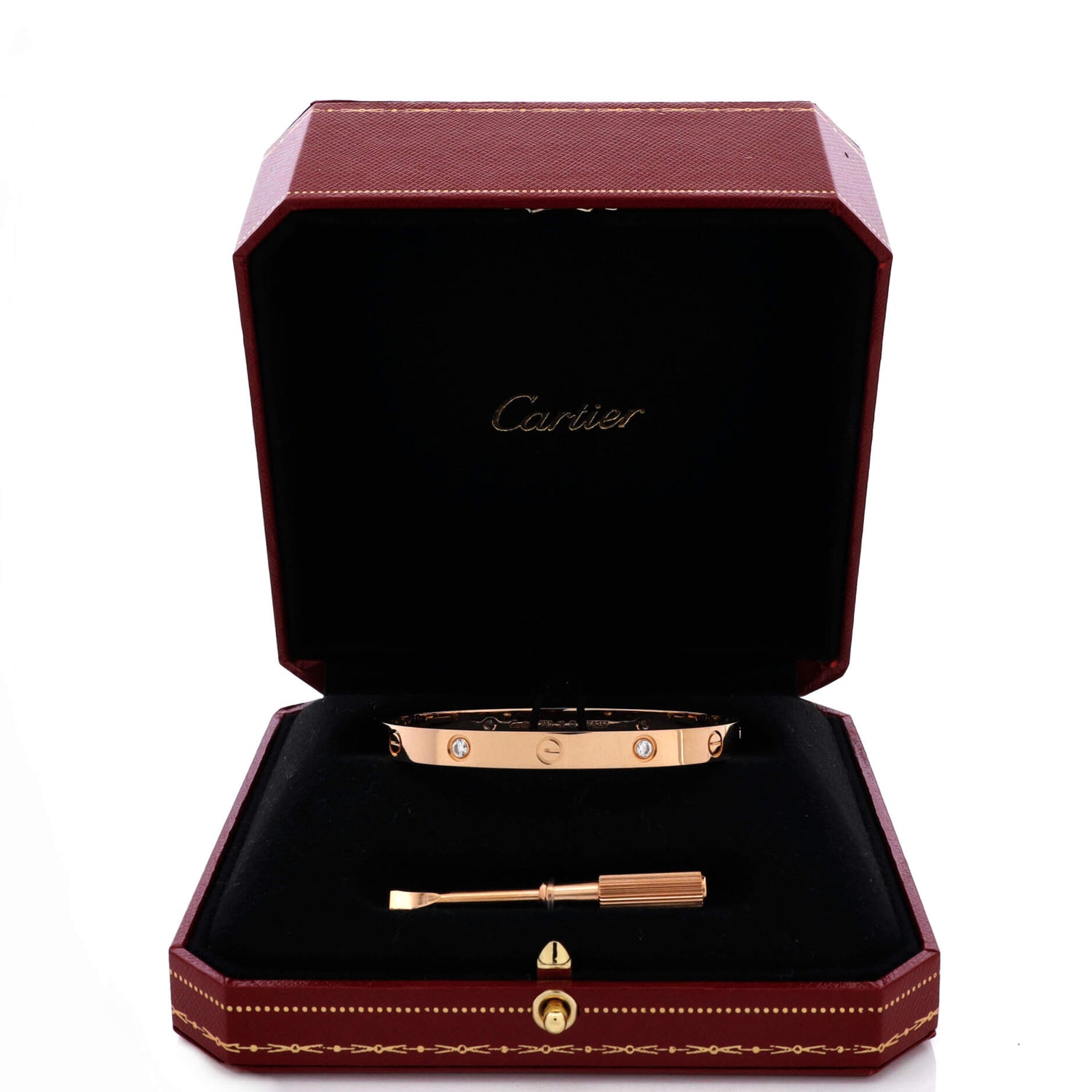 Cartier Love 4 Diamond Bracelet 18K Rose Gold with Diamonds 18