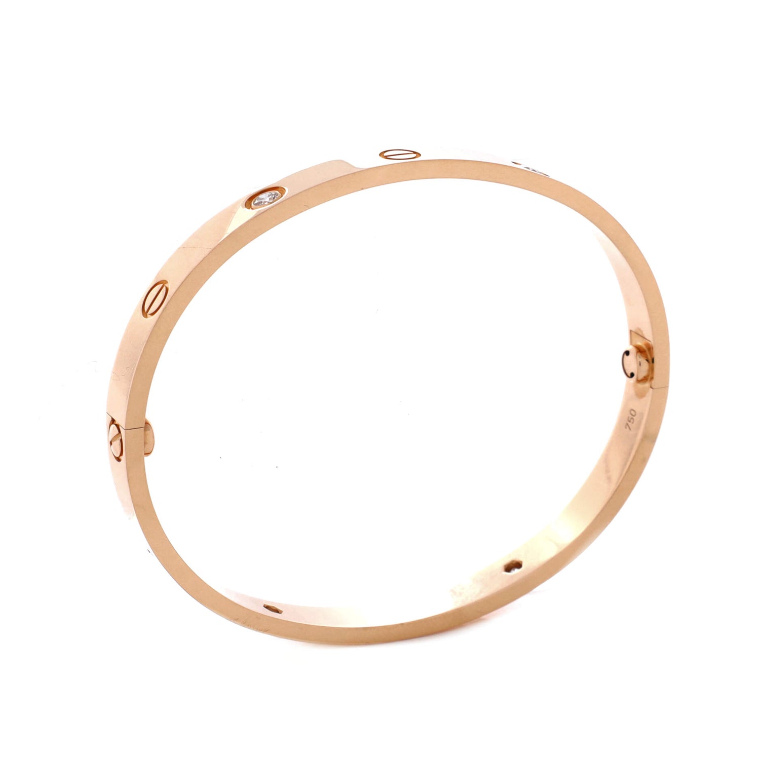 Cartier Love 4 Diamond Bracelet 18K Rose Gold with Diamonds 18