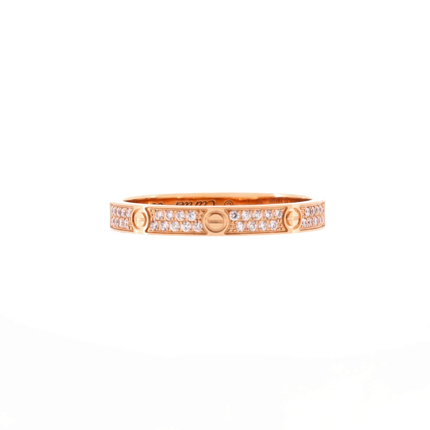 Love Wedding Band Pave Diamonds Ring 18K Rose Gold and Diamonds Small