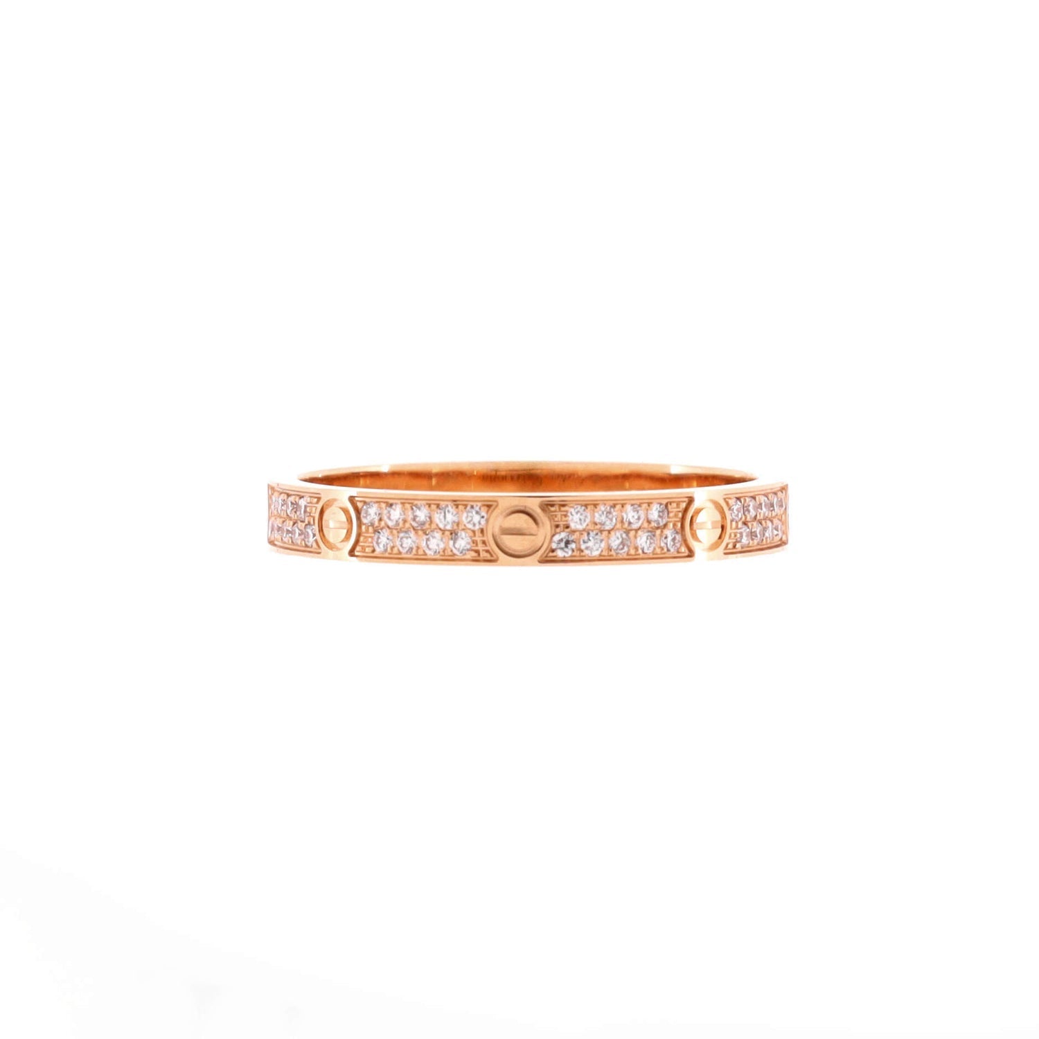 Love Wedding Band Pave Diamonds Ring 18K Rose Gold and Diamonds Small