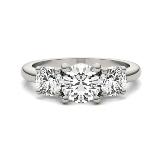 AGI Certified 2 CTW Classic Three-Stone Round Lab Grown Diamond (G-VS) Engagement Ring in 14K White Gold-3