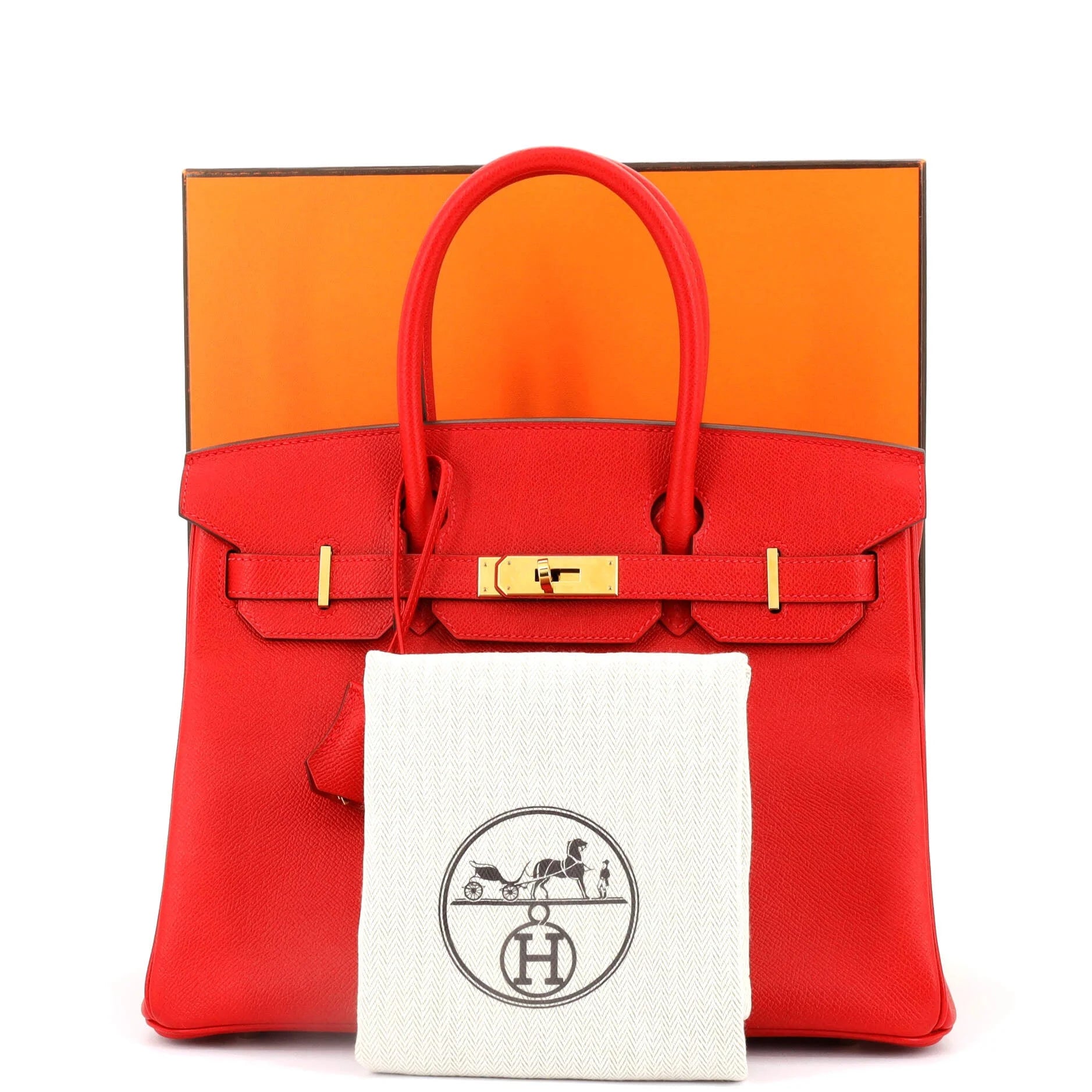 Pre-Owned Birkin Handbag Rouge Casaque Epsom with Gold Hardware 30