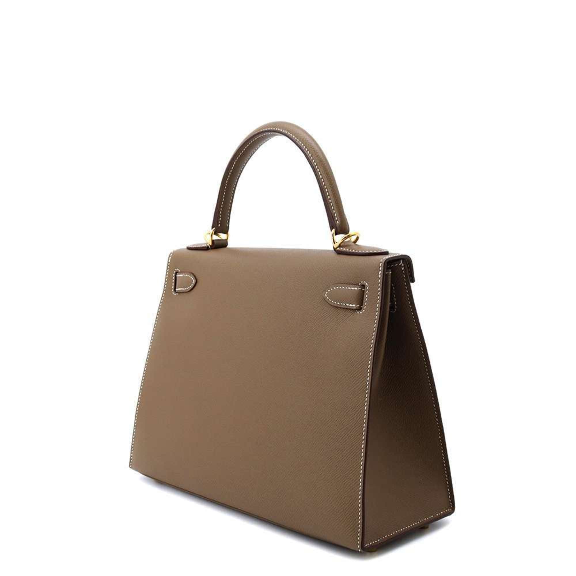 Pre-Owned Hermes handbag Kelly 28, outer stitching, Etoupe, Epson, Y stamp, HERMES...
