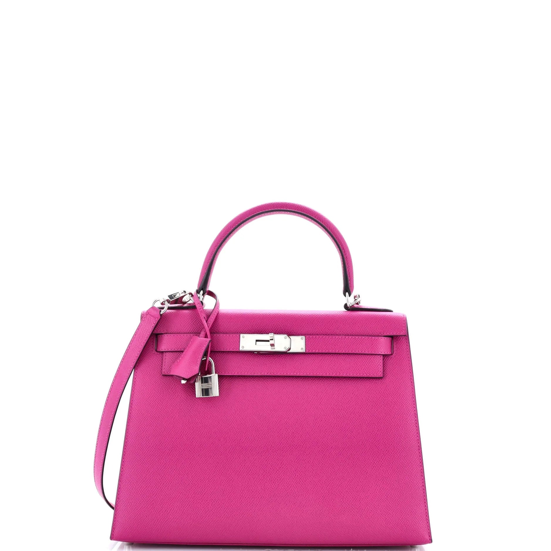 Pre-Owned Kelly Handbag Rose Pourpre Epsom with Palladium Hardware 28