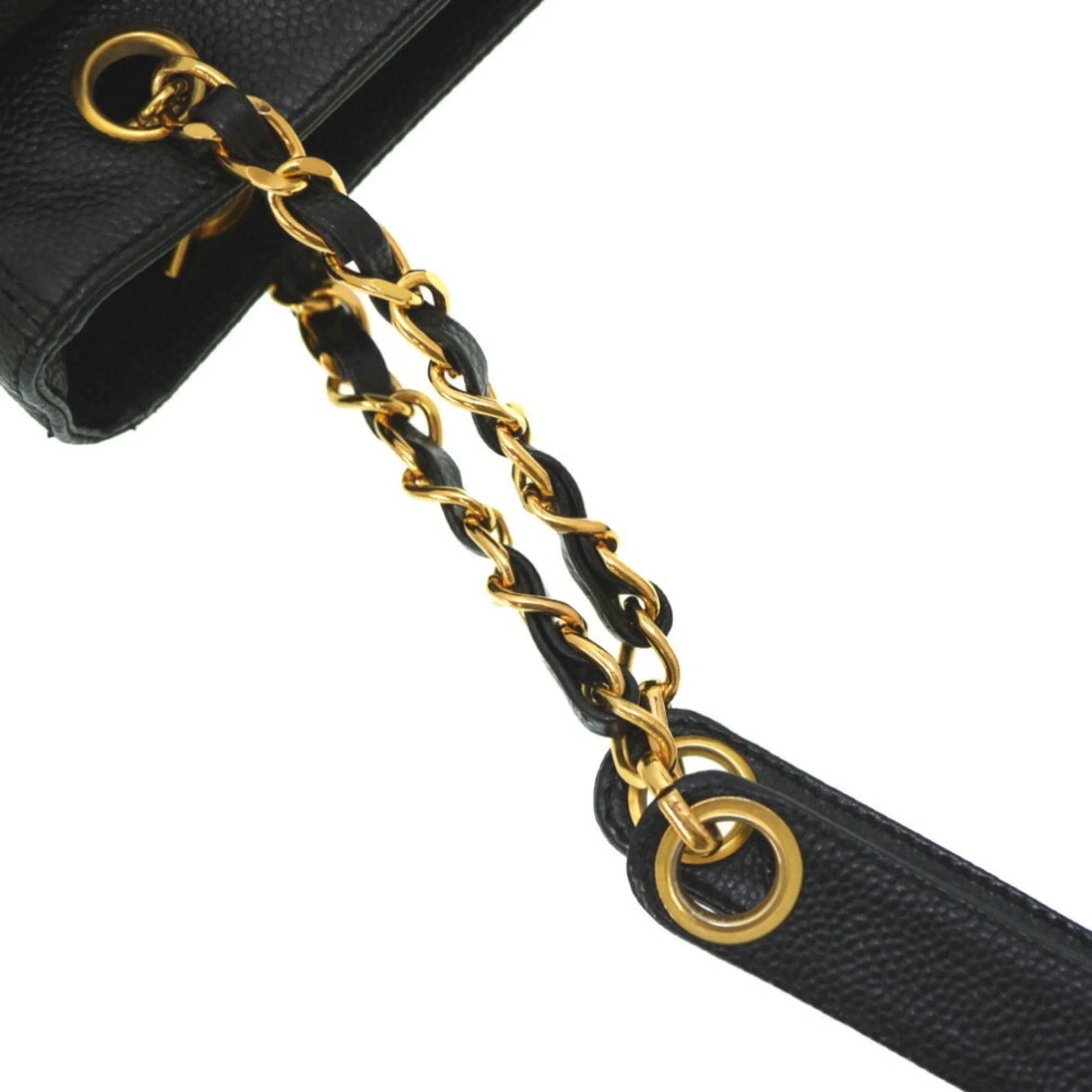 Pre-Owned Chanel W Face Chain Shoulder Bag Caviar Skin Black (Fair)