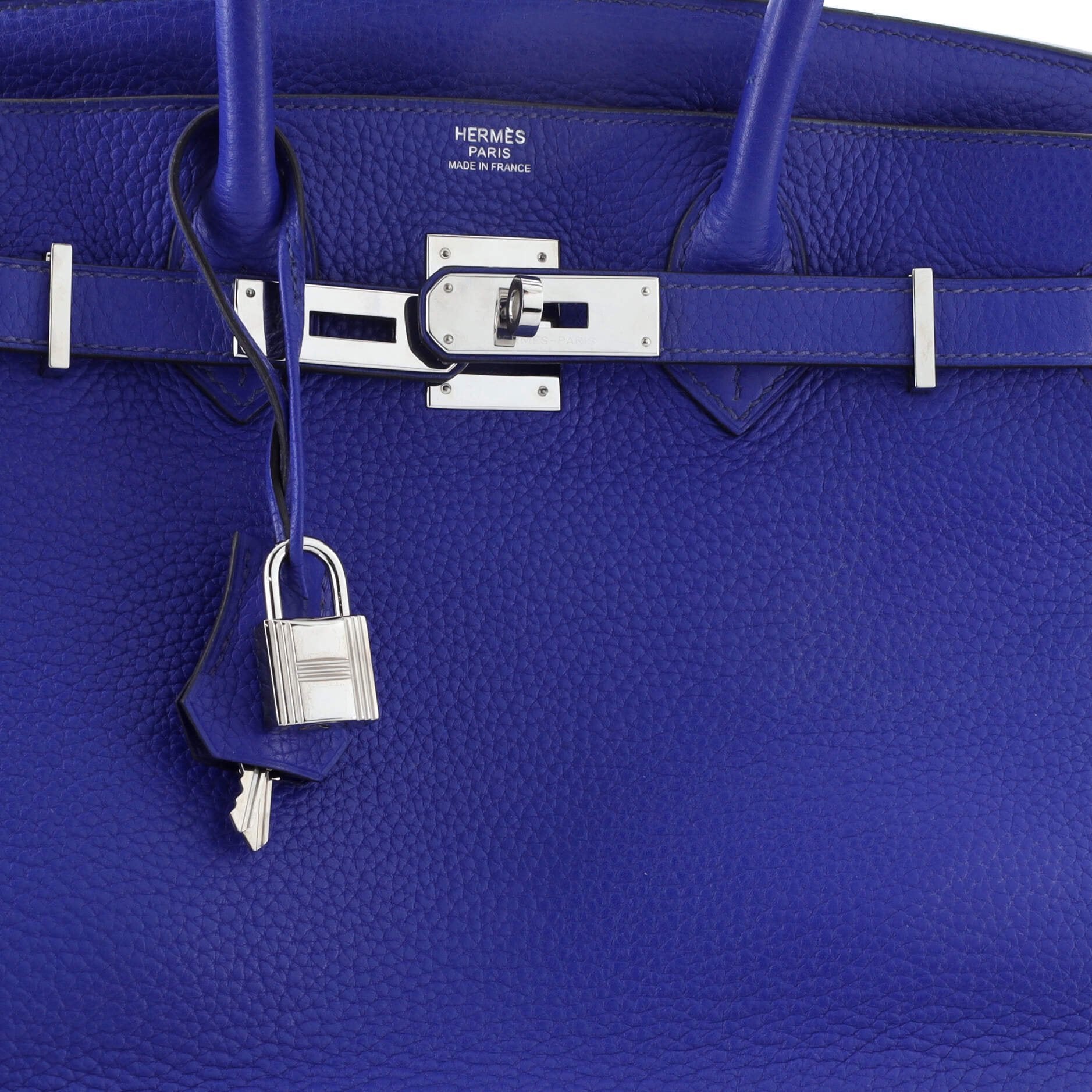 Pre-Owned Birkin Handbag Bleu Electrique Clemence with Palladium Hardware 30