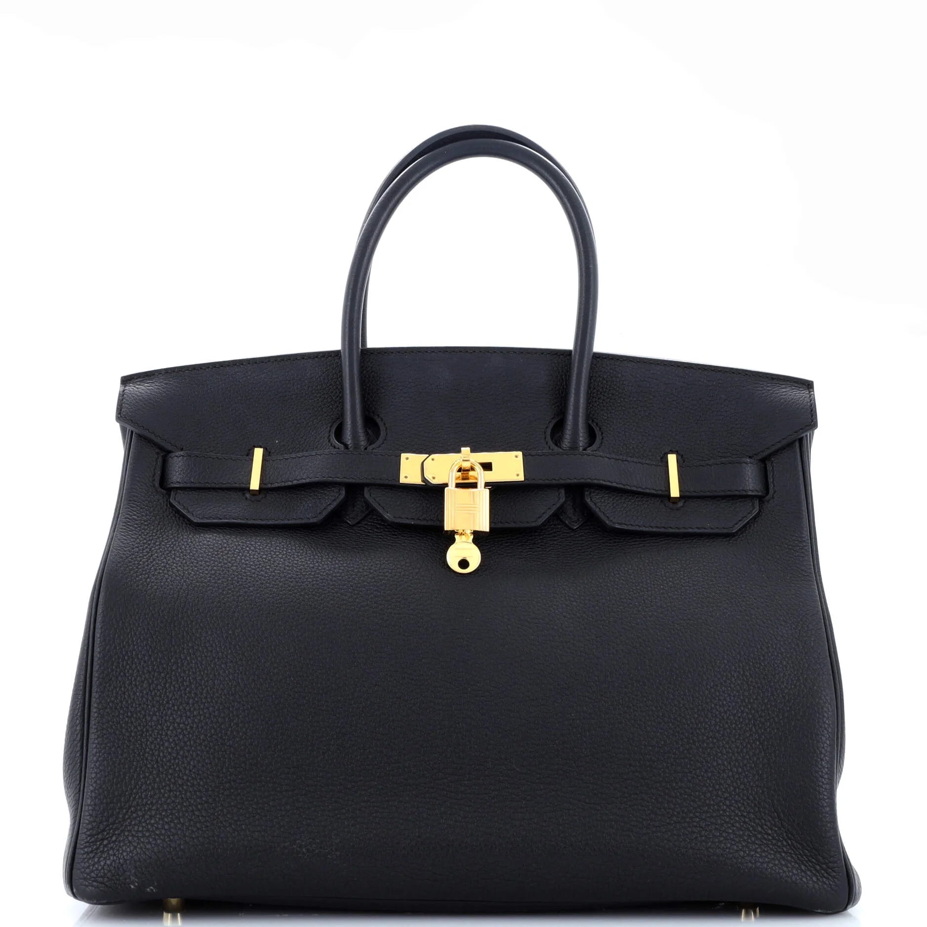 Pre-Owned Birkin Handbag Noir Togo with Gold Hardware 35
