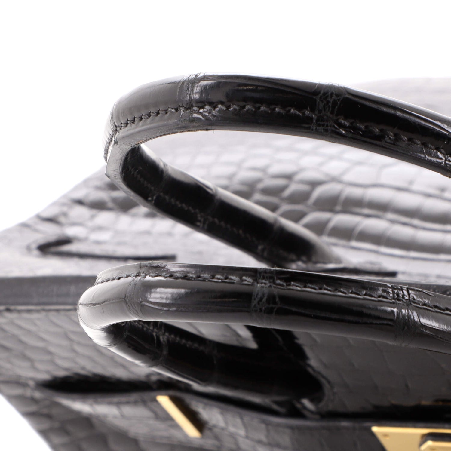 Birkin Handbag Noir Shiny Porosus Crocodile with Gold Hardware 35