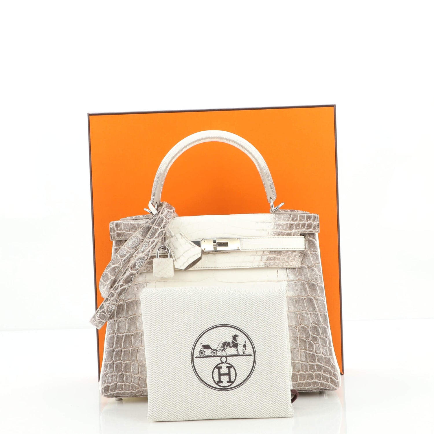 Kelly Handbag Himalayan Niloticus Crocodile with Palladium Hardware 28