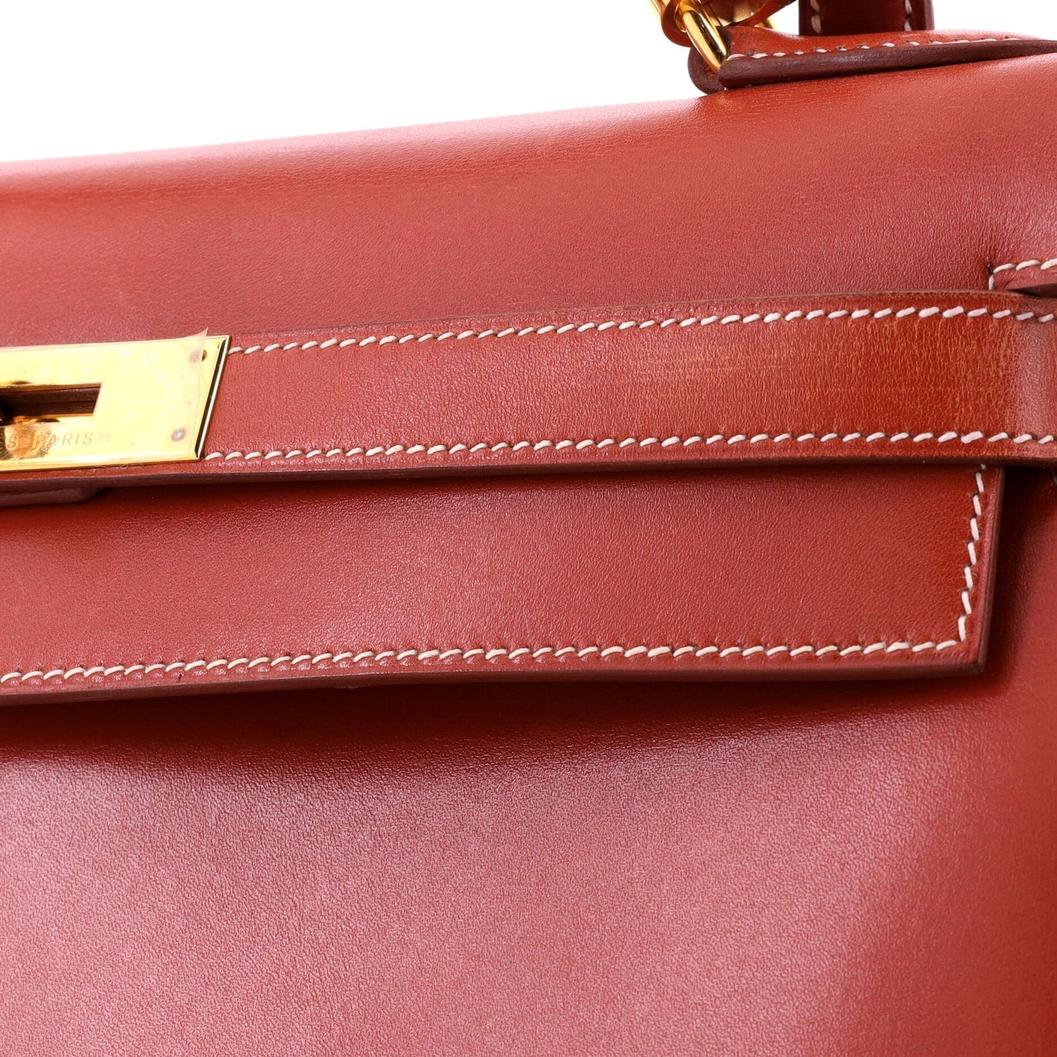 Kelly Handbag Brique Box Calf with Gold Hardware 32