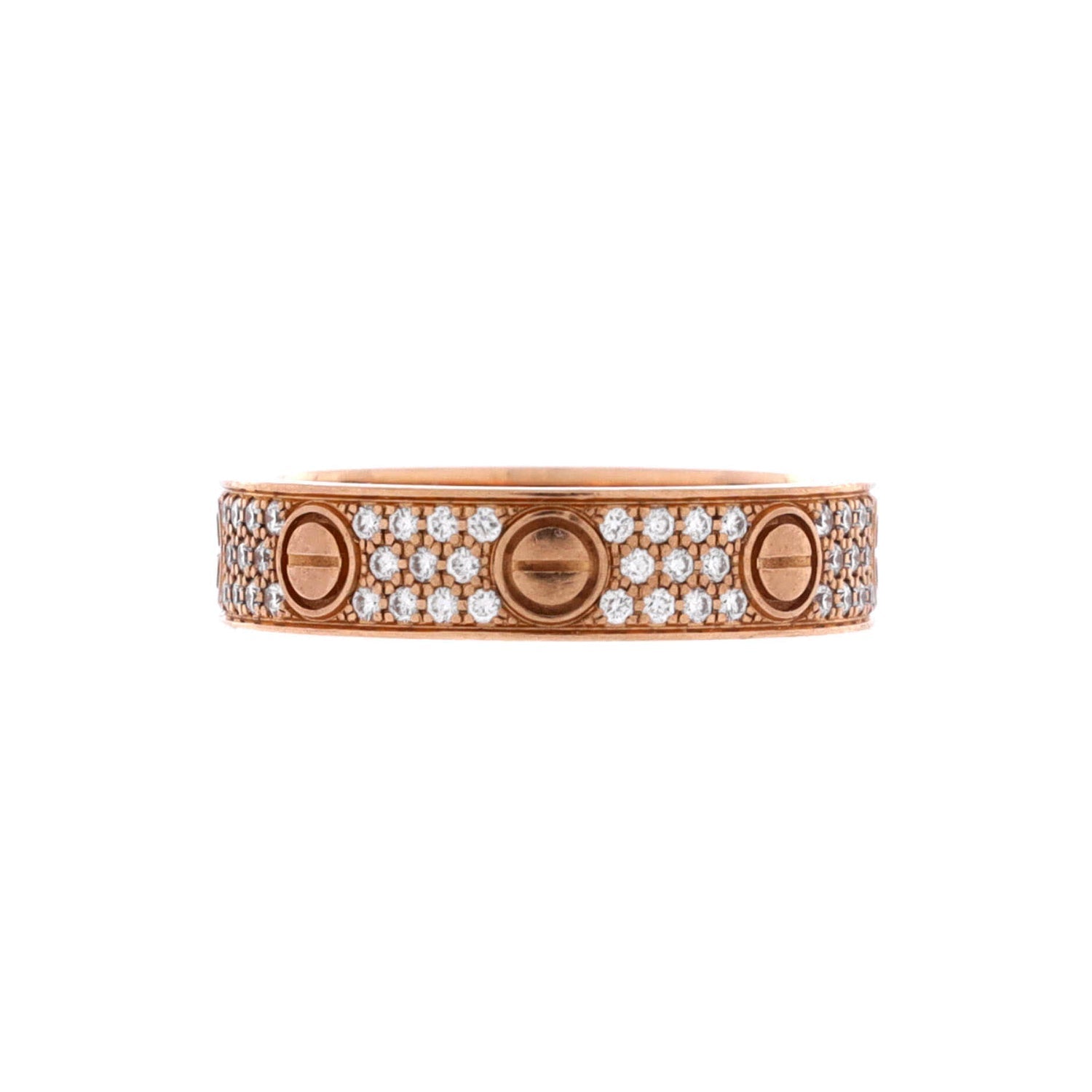 Love Wedding Band Pave Diamonds Ring 18K Rose Gold and Diamonds