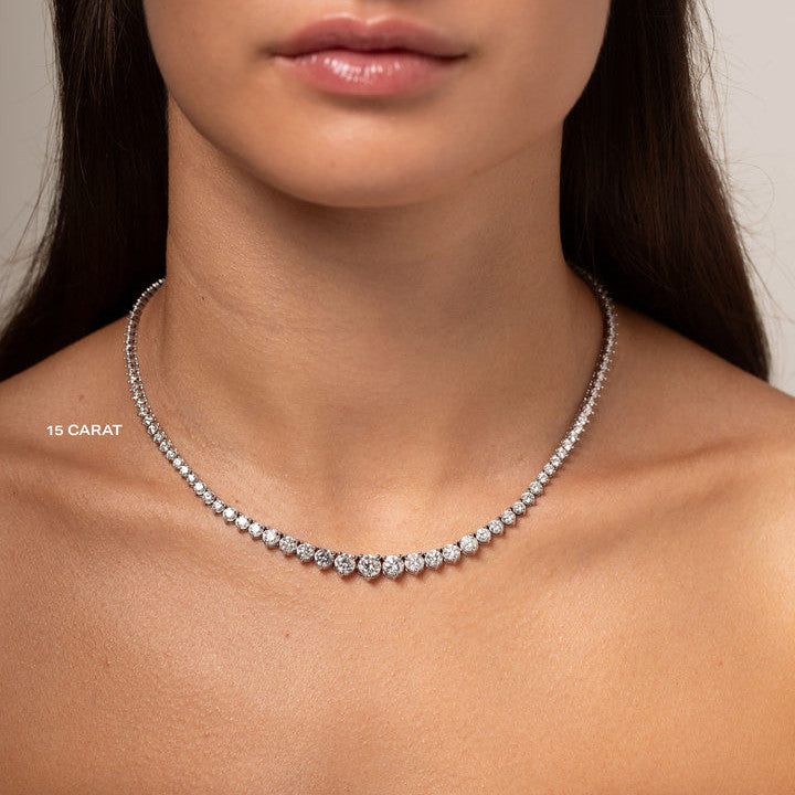 15 CTW Lab Created Moissanite Tennis Necklace - G-H Color, SI Clarity-2