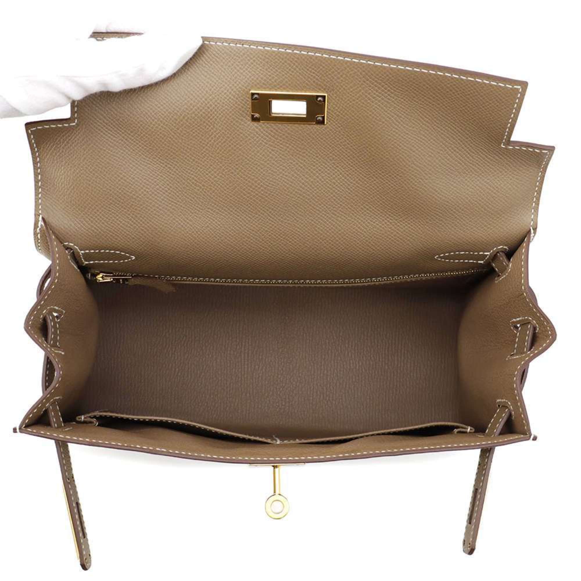 Pre-Owned Hermes handbag Kelly 28, outer stitching, Etoupe, Epson, Y stamp, HERMES...